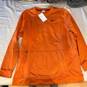 Nike Therma Fit Mens Crewneck Sweater Orange Spice Pullover Swoosh DV8004-816